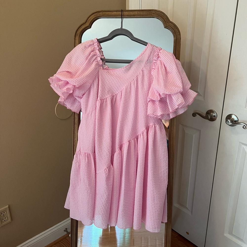 pink babydoll gingham dress
